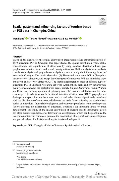Spatial pattern and influencing factors of tourism based on POI data in ... - wintechmobiles.com