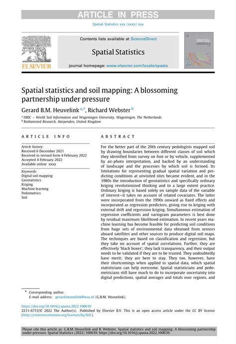 Spatial statistics and soil mapping: A blossoming partnership under ... - wintechmobiles.com