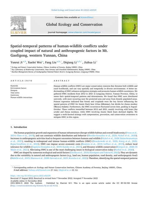 Spatial-temporal patterns of human-wildlife conflicts under coupled ... - wintechmobiles.com