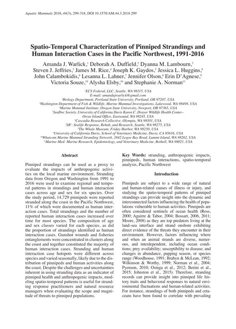 Spatio-Temporal Characterization of Pinniped Strandings and Human ... - muktibox.com