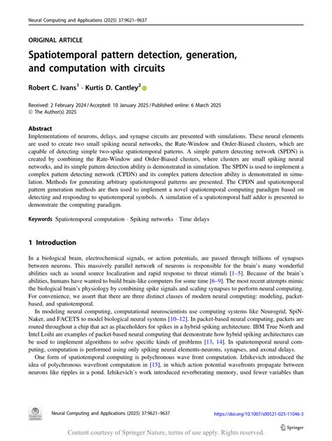 Spatiotemporal pattern detection, generation, and ... - Springer - coolestguyplanet.net
