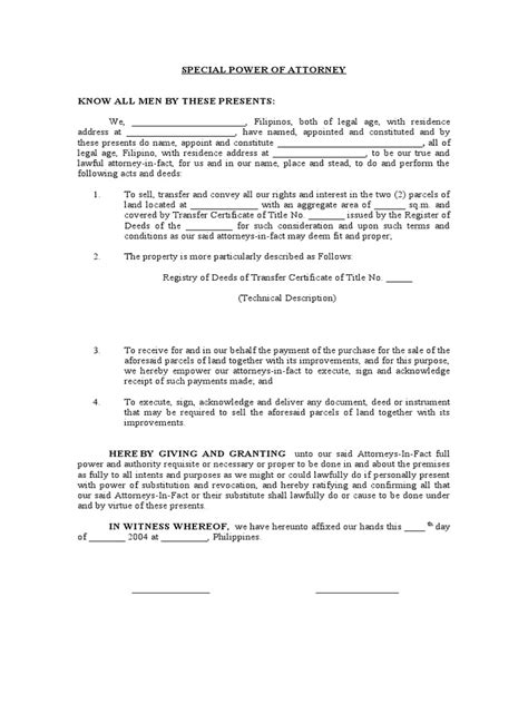Special Power of Attorney for Land Title - Scribd - balustradellc