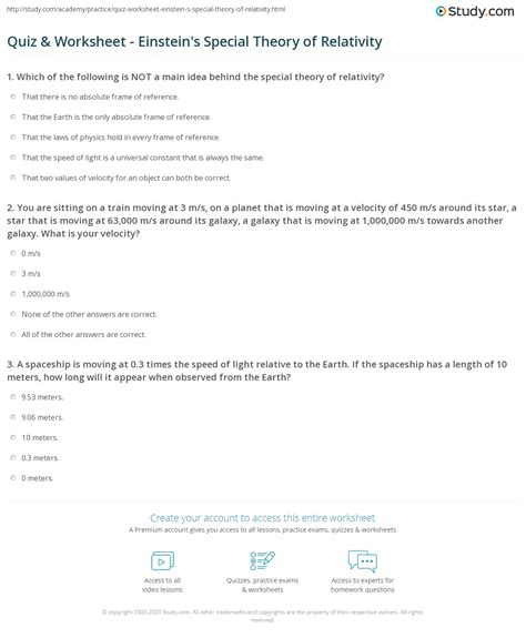 Special Relativity Practice Test Test Questions | Quizlet - wintechmobiles.com