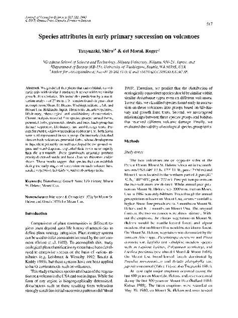 Species attributes in early primary succession on volcanoes - raincitystudios.com