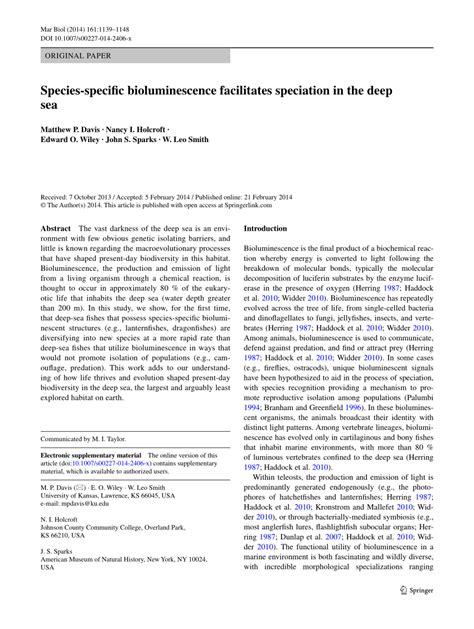 Species-specific bioluminescence facilitates speciation … - wintechmobiles.com