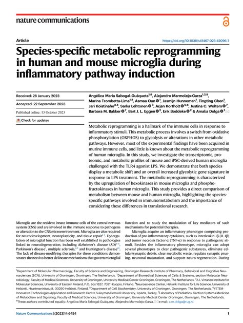 Species-specific metabolic reprogramming in human and mouse - balustradellc