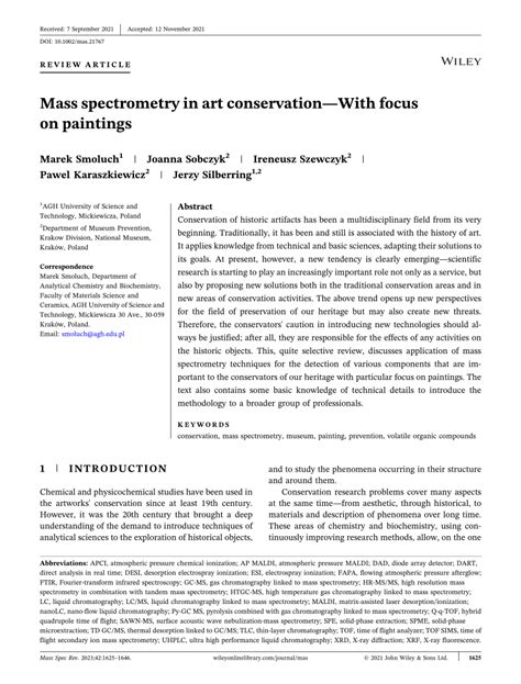 Spectrometry in Art Conservation - SpectraLore - wintechmobiles.com