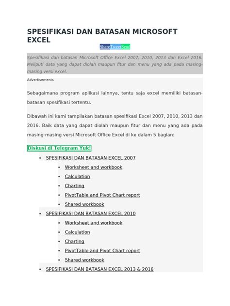 Spesifikasi dan batasan Excel - Dukungan Microsoft - wintechmobiles.com