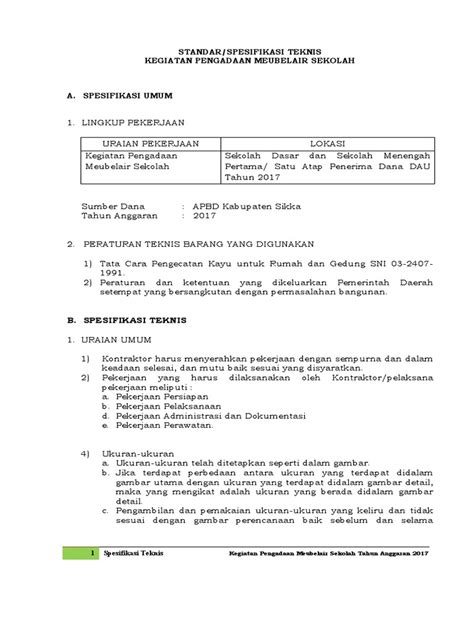 Spesifikasi Meubelair Sekolah 2017 | PDF - Scribd - balustradellc