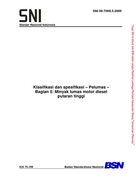 Spesifikasi SNI Pelumas Motor Diesel | PDF - Scribd - wintechmobiles.com