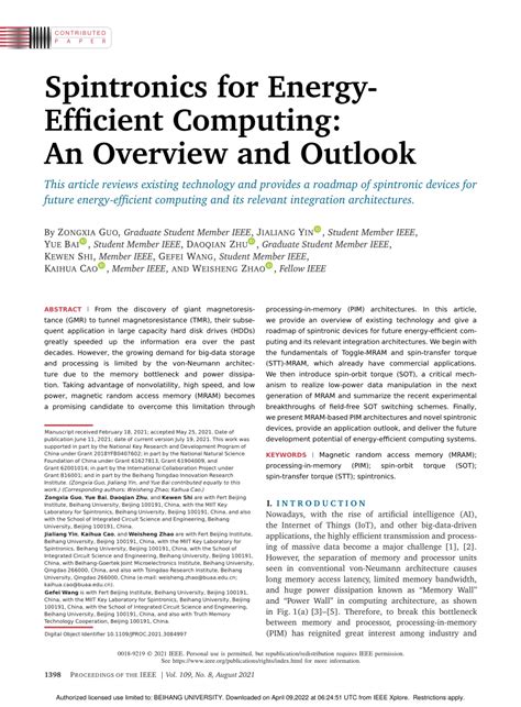 Spintronics for Energy- Efficient Computing: An Overview and Outlook - wintechmobiles.com