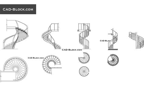 Spiral Stairs CAD Blocks | DWG Helical Stair Plan Set - balustradellc