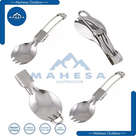 Spork Sendok Garpu Lipat Stainless Steel Folding Spoon Alat Camping - balustradellc