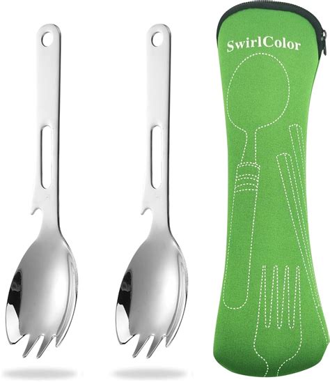 Sporks Stainless Steel, Easy to Clean Sturdiness 3 in 1 Spork Camping ... - balustradellc