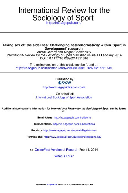 Sport, Masculinities, and Heteronormativity | The Oxford Handbook of ... - balustradellc