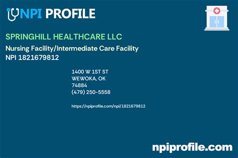 SPRINGHILL HEALTHCARE LLC Full NPI Record 1821679812