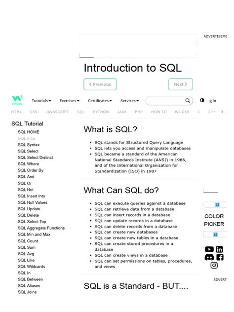 SQL Introduction - W3Schools - coolestguyplanet.net