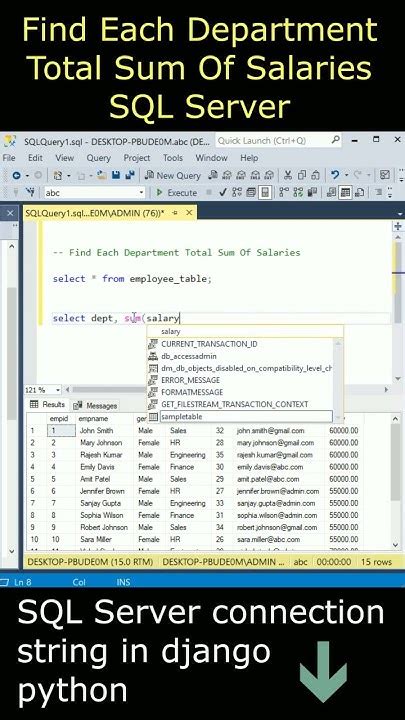 SQL query to find total salary department wise and sort total salary in ascending/descending