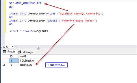 SQL truncate enhancement Silent Data truncation in SQL Server 2019