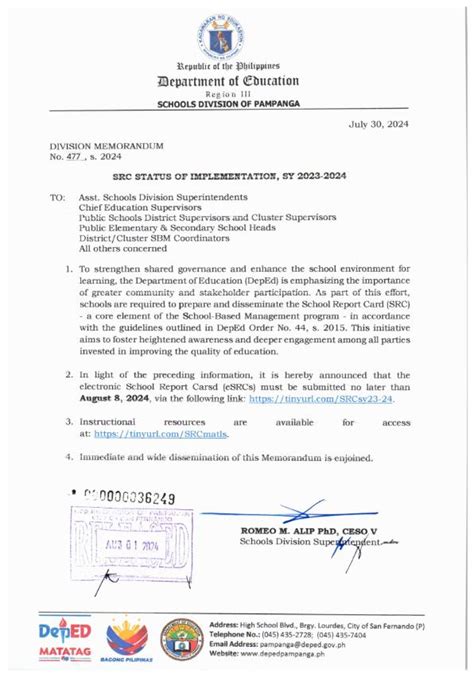 SRC STATUS OF IMPLEMENTATION, SY 2022-2023 - raincitystudios.com