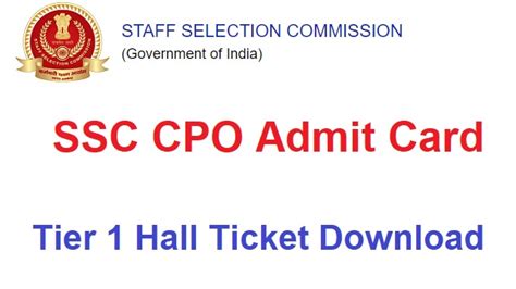 SSC CPO Admit Card 2022 Tier 1 Application Status Exam Date amp Pattern 