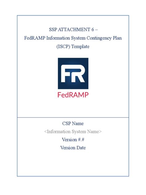 SSP A06 Fedramp Iscp Template PDF Backup Computer File