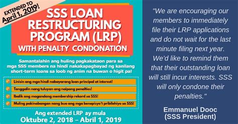 SSS Loan Restructuring Program Extended Until April 1, 2019