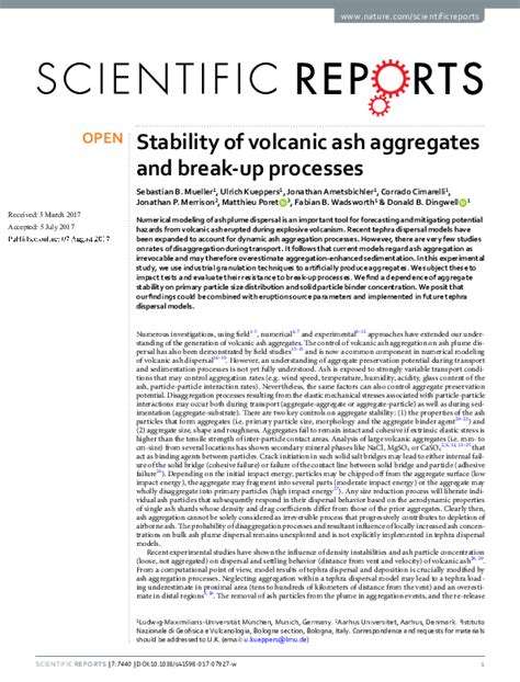 Stability of volcanic ash aggregates and break-up processes - balustradellc