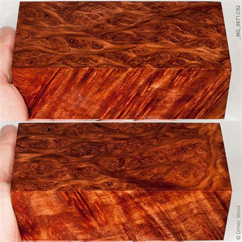 STABILIZED Redwood Lace Burl Gun Block PAIR #1710, boxwood