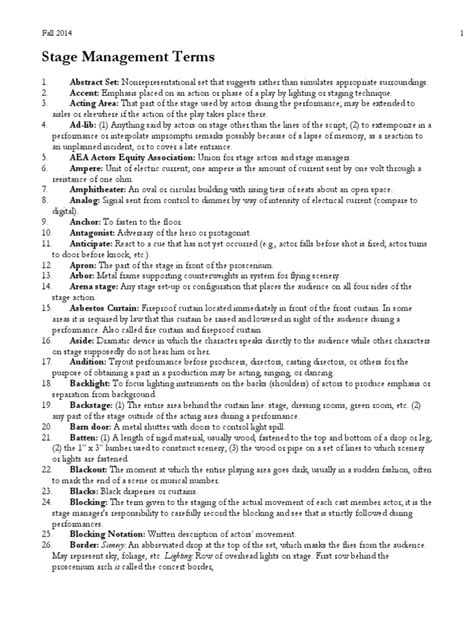 Stage Management Terms - EVERYTHING BACKSTAGE - muktibox.com