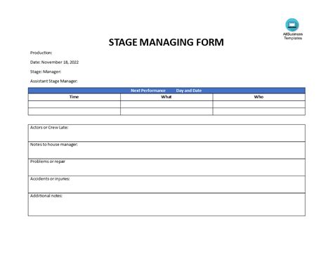 Stage Manager Forms and Templates - Prompt Book, Cue Sheet & More - muktibox.com