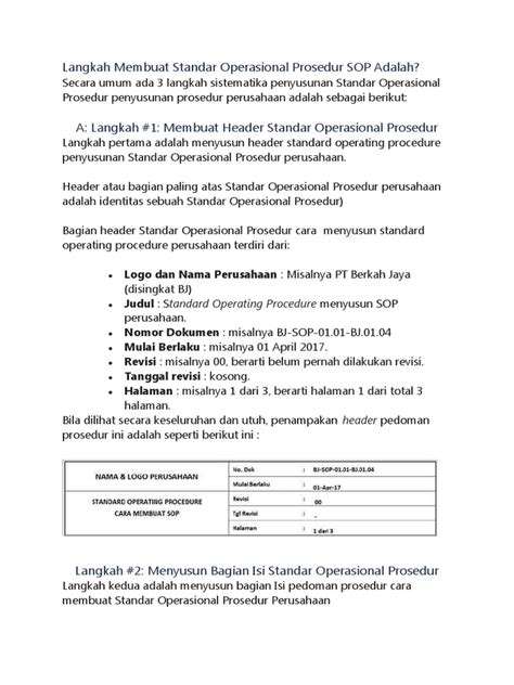 STANDAR OPERASIONAL PROSEDUR (SOP) - Pertanian - muktibox.com