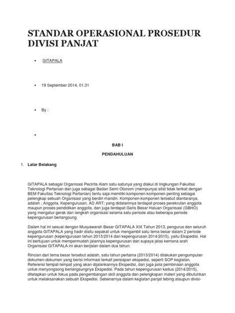 STANDAR OPERASIONAL PROSEDUR DIVISI PANJAT – GITAPALA - balustradellc
