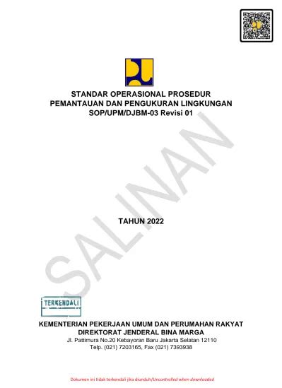 STANDAR OPERASIONAL PROSEDUR PEMANTAUAN DAN