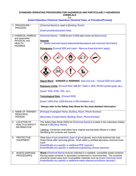 STANDARD OPERATING PROCEDURES ON HANDLING SPILLS OF HAZARDOUS CHEMICALS ... - wintechmobiles.com