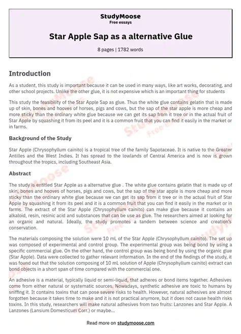 Star Apple Sap as a alternative Glue Free Essay Example - raincitystudios.com