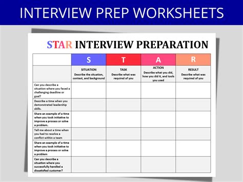 STAR Method Interview Worksheet Interview Preparation, Behavioral