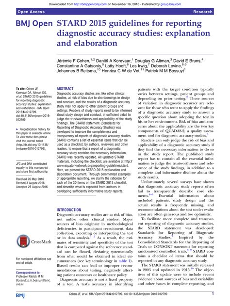 STARD 2015 items: explanation and elaboration - BMJ Open