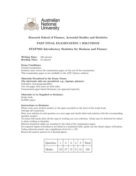 STAT7055 Final Exam: Financial Statistics (2012) Study Guide - wintechmobiles.com