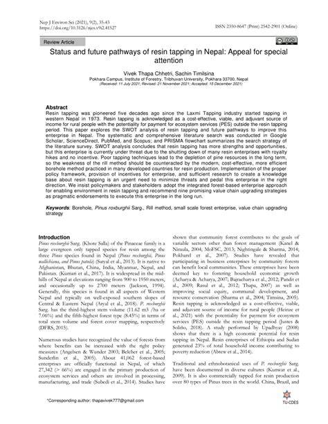 Status and future pathways of resin tapping in Nepal: … - raincitystudios.com