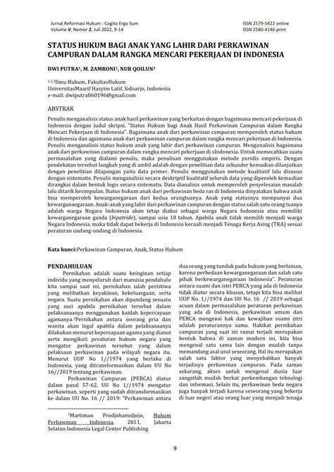 STATUS HUKUM ANAK DALAM PEMBINAAN DI - balustradellc