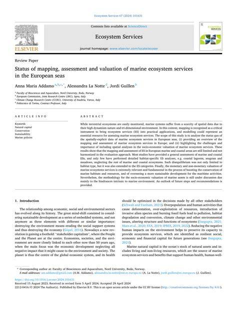 Status of mapping, assessment and valuation of marine ecosystem ... - raincitystudios.com
