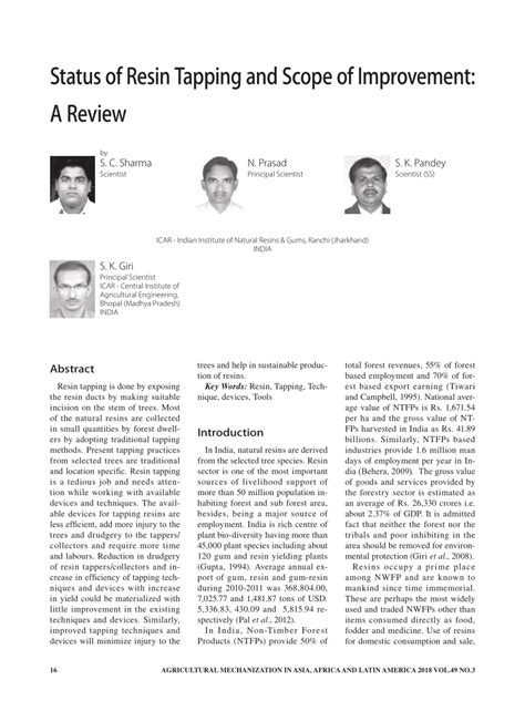 Status of Resin Tapping and Scope of Improvement: A … - raincitystudios.com