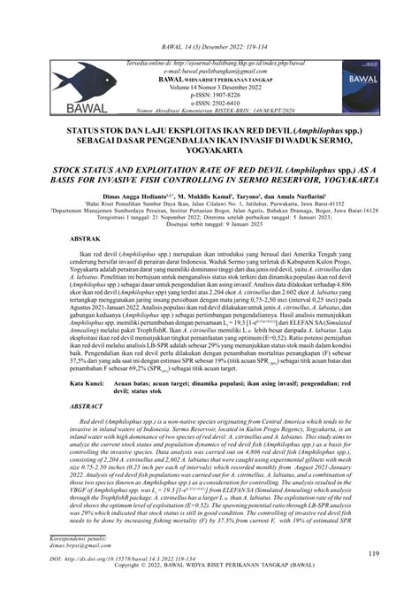 STATUS STOK DAN LAJU EKSPLOITAS IKAN RED DEVIL … - balustradellc