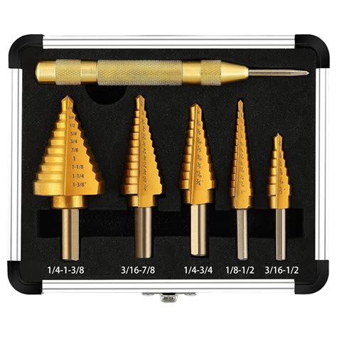 Step drill bit set, 5-piece titanium-coated high-speed steel with ... - B&Q - balustradellc