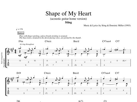 STING SHAPE OF MY HEART TAB (ACOUSTIC GUITAR …