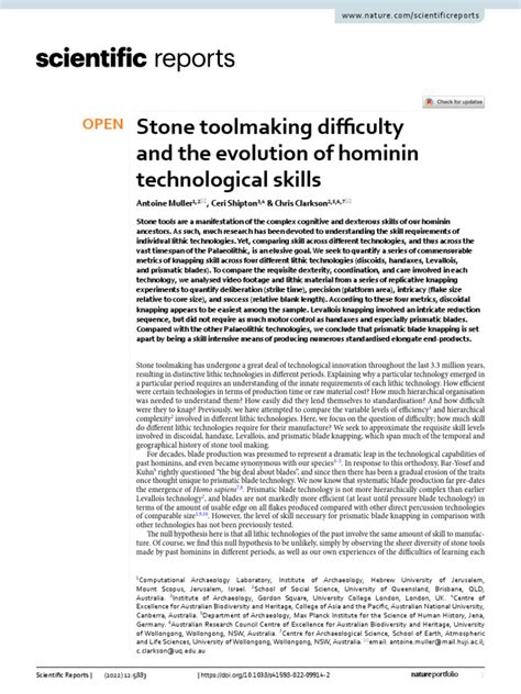 Stone toolmaking difficulty and the evolution of hominin technological ... - wintechmobiles.com