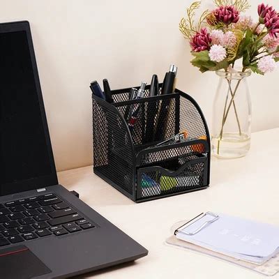 Stora Tempat Pensil Meja Dengan Laci - Hitam - raincitystudios.com