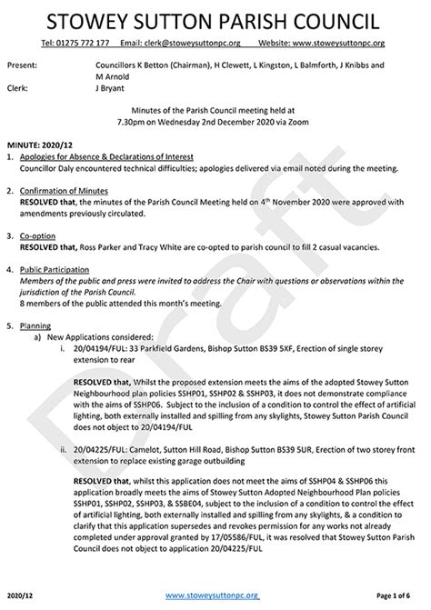 STOWEY SUTTON PARISH COUNCIL