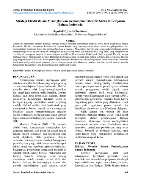 Strategi Efektif dalam Meningkatkan Kemampuan Menulis Siswa di ... - balustradellc